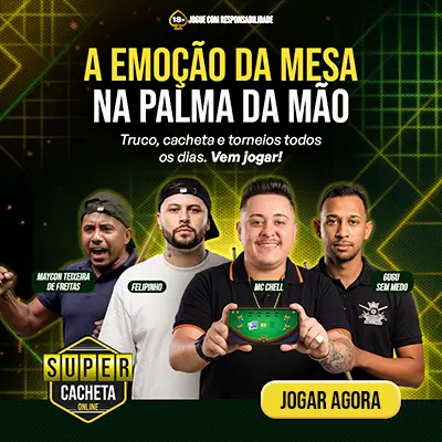 Banner promocional do Super Cacheta Online com quatro influenciadores